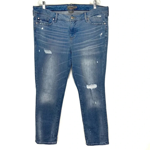 Torrid Denim Boyfriend Straight Vintage Stretch Distressed Jeans Size 16R Blue - Picture 1 of 16